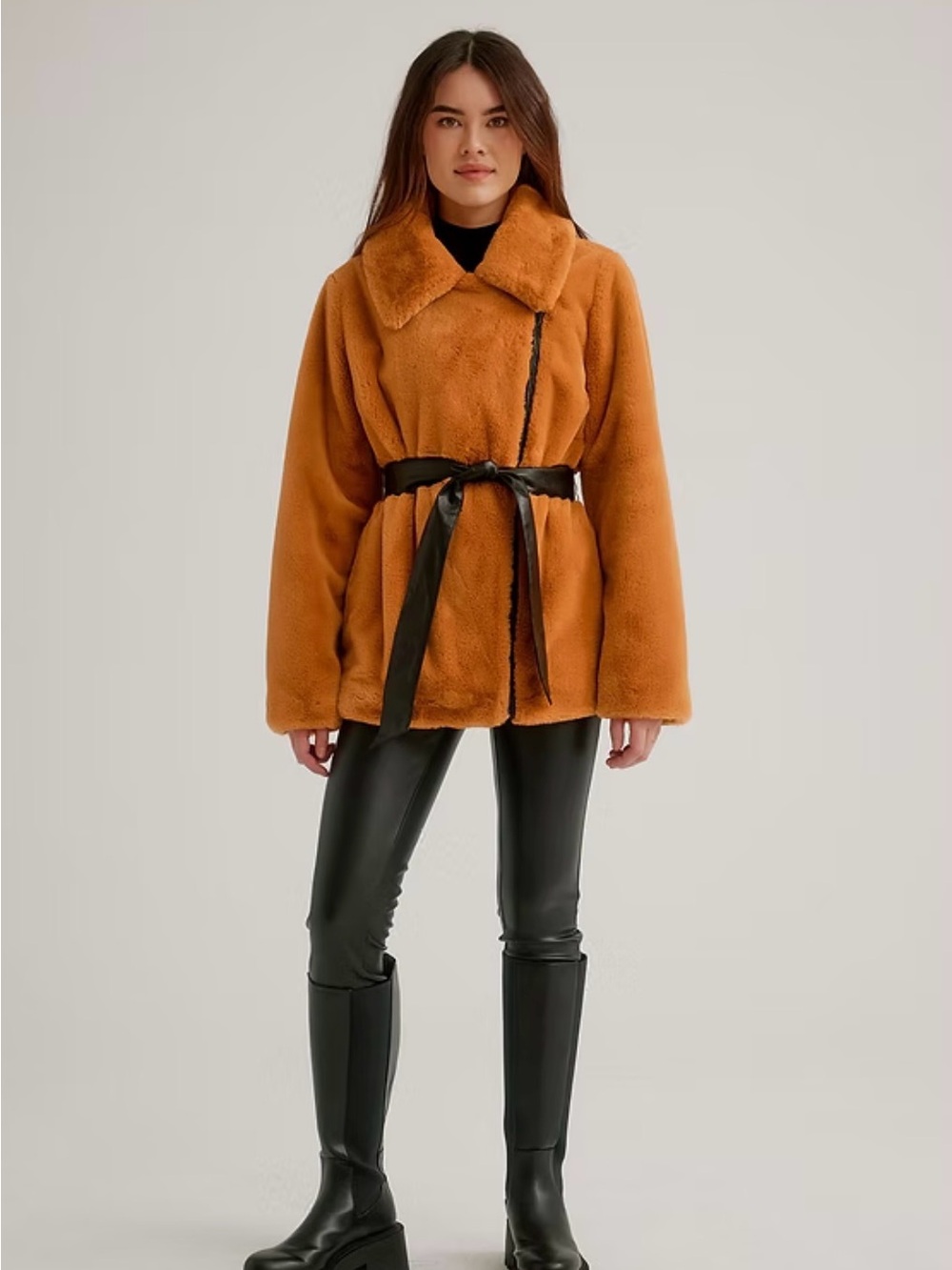 Nikki Jones Montreal Plush Belted Jacket in Sunflower Small